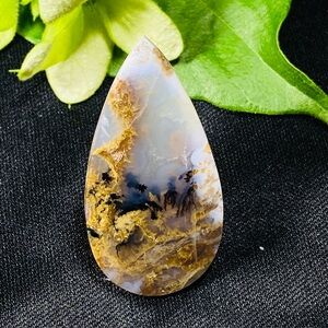 Dendrite Agate Teardrop Pendant in Earthy Tones